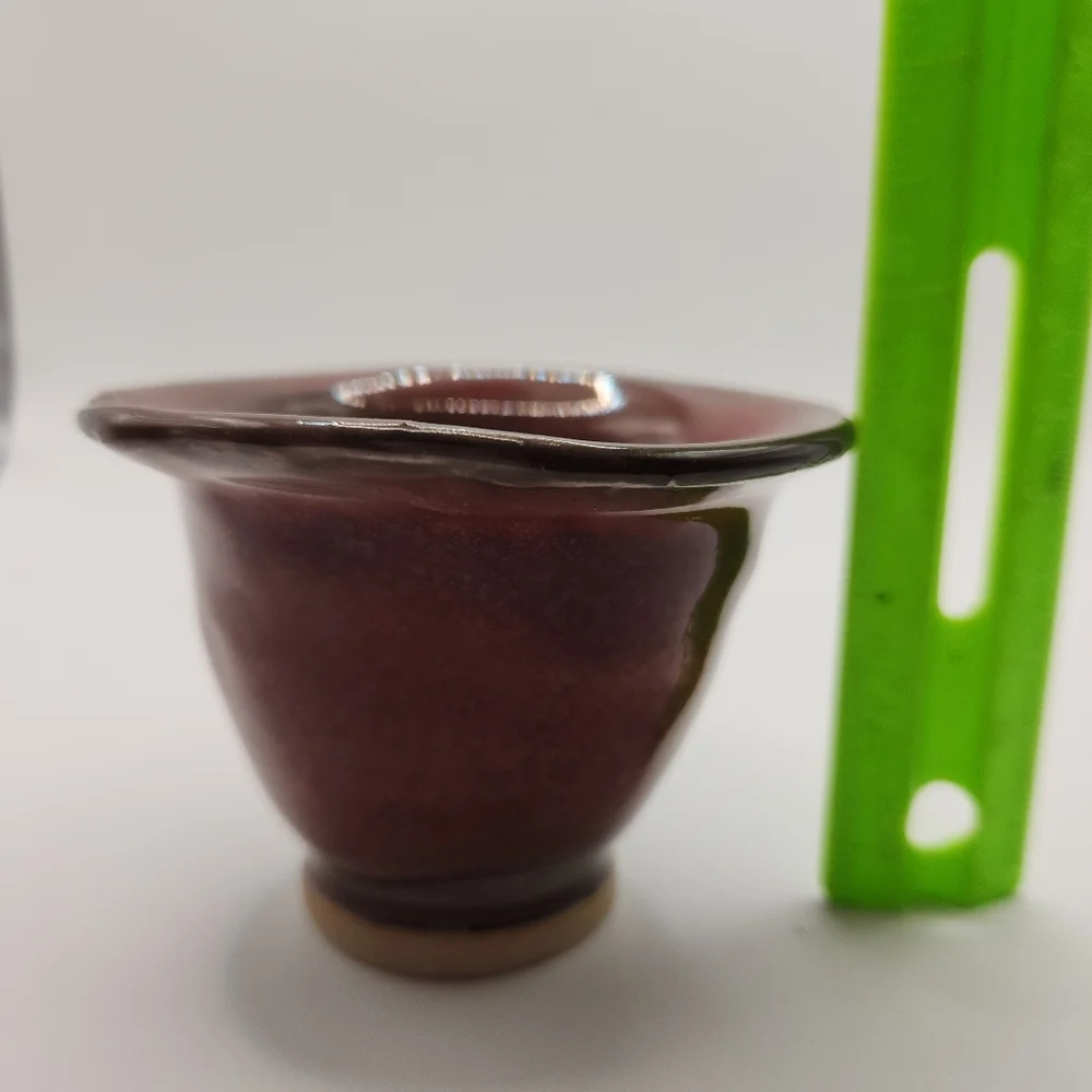 Art Pottery Glazed Small Cups Earth Tones, Set of 2